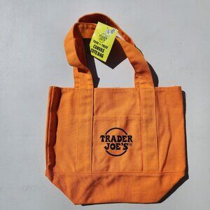 NEW Trader Joe's Orange Mini Tote Trick or Treat Canvas Bag Halloween Trader Joe